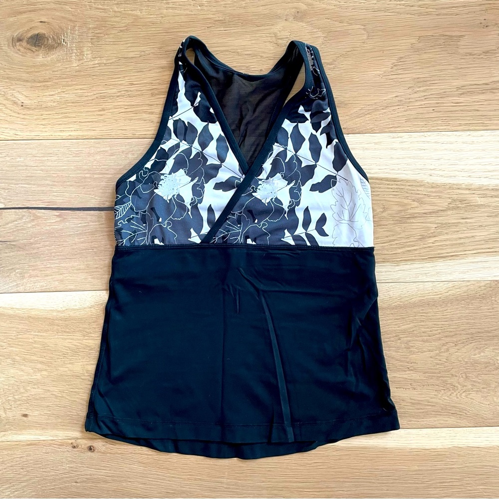 LULULEMON Deep V Athletic Tank Black and White